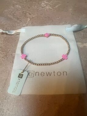 Enewton Extends Gold Beaded Bracelet w/ Pink Cross-7.25”*PRICE FIRM